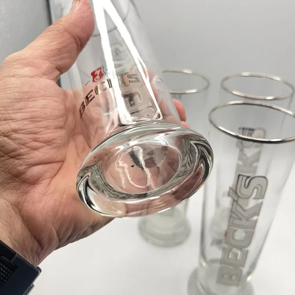 BECK’S  Set Of 4 Beer Glasses 0.4L Bar Pub Tall Glass Becks